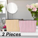 2 Pieces Preppy Stuff Preppy Makeup Bag Preppy Gifts elephant gifts for Women Female Teen Girls Friend Daughter Elephant Lover Birthday Graduation Mothers Day Pink Yellow Cosmetic Bag Travel Pouch