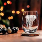 Elephant Stemless Wine Glass 18 oz Laser Engraved Hand Drawn Picture of an Elephant – Perfect gift for Elephant Lovers – Safari Themed Wine glass