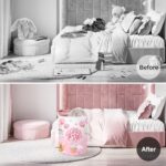 Clastyle 45L Hot Air Balloon Animal Laundry Basket Blooming Flowers Balloon Baby Nursery Basket Elephant Fox Bunny Basket Toy Clothes Pink Storage Basket for Girl Room Decor