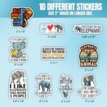 (10pcs) Elephant Stickers Elephant Decals Cute Elephant Lover Funny Gifts Multiple Different Design, Waterproof, UV- Resistant, Suitable for Tumbler, Laptop, Car, Truck
