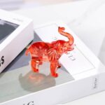Arikyrist Crystal Elephant Figurine Home Decor, Glass Elephant Statue Gifts for Women Men, Crystal Animals Collectible Figurines Tabletop Decoration Elephant Sculpture with Trunk Up Ornaments (Red)