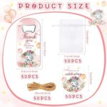 Singhoow 50 Pcs Baby Shower Bottle Opener Bulk Favor for Guests Magnetic Handheld Bottle Opener with Thank You Tags Drawstring Bags for Baby Shower Baptism Souvenir(Elephant)