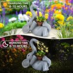 GRECOMEIN Elephant Statue for Garden Decor with LED Solar Lights,Elephant Gifts for Women,Outdoor Statue Decorations,Garden Statues,Funny Patio and Outdoor Yard Decoration