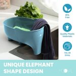 Yoove Multifunctional Elephant-Shaped Drain Strainer & Basket, Set of 2 – Kitchen Sink Drain Basket & Household Corner – Blue – Elephant Sink Strainer