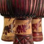 Africa Heartwood Project – Deluxe Colorful African Basket with Leather Handles – Handmade from dried Elephant Grass, Hand-Woven by Women in Bolgatanga, Ghana – Small 10″ Round Flat-packed