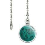 GRAPHICS & MORE Painted Elephant India Black on Teal Ceiling Fan and Light Pull Chain