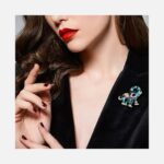 Elephant Lapel Pin Brooch for Women,la luen Cubic Zirconia Rhinestone Animal Dress Accessories for Hat Bag Suit Pins Collar Scarves Jackets Backpacks Clothes Jewelry (Green)