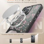 Goodon for iPhone 15 Pro Max Case with Privacy Screen Protector, Compatible with Magsafe, Shockproof Translucent Matte Cover – Cute Floral Design Phone Case for Women and Girls – Elephant Flowers
