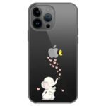 FancyCase Compatible with iPhone 14 Pro Case (6.1inch)-Cute Elephant Style with Hearts Design Cartoon Animal Pattern Flexible TPU Protective Clear Case (Elephant Hearts)