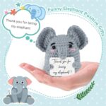 WenmthG Funny Positive Crochet Elephant – Emotional Support Animals Gifts, Funny Handmade Crochet Doll, Inspirational Gifts for Women Men Friends Coworkers