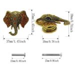 Paxar Animal Cabinet Knobs 4Pcs Exquisite Elephant Goat Leopard Rhinestone Knob Pulls for Cabinet Closet Drawer Cupboard Dresser Wardrobe Door Furniture Hardware Home Hotel Kitchen (Elephant)