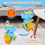 ARLYPET Musical Elephant Crawling Baby Toy 6-12-18 Months, Infant Tummy Time Toys Development, Light up Music Birthday Toy Gifts for Toddler Boy Girl 7 8 9 10 11 Month 1 2 3 4 5 6 7 Years Old