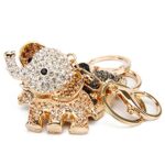 TOPASION Lucky Elephant Keychain Rhinestone Key Chain for Women Car Purse Handbag Charm (Champagne A)