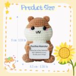 POSSHE Hamster Gifts, Crochet Positive Support Hamster – Handmade Emotional Cheer Support Funny Gifts for Friend Coworker Birthday Christmas Stocking Stuffer White Elephant Under 10 Dollars