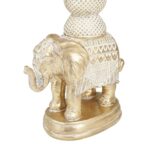Deco 79 Polystone Elephant Candle Holder with White Wash Finish, Set of 2 13″, 11″H, White