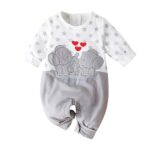 Aoswep All Over Star with Elephant Printed Jumpsuit Baby girl bodysuit (3-6 Months)