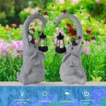 Elephant Statue Solar Garden Decor LED Light Strings,Elephant Figurines with Cute Santa Claus Elves Sculpture, Birthday Gifts for Women, Gifts for Mom, Outdoor Elephant Decor for Garden, Patio, Yard