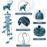 Nowpis Elephant Wind Chimes for Outside, Decorative Wind Chimes Elephant Gifts for Women, Memorial Windchimes Outdoors with S Hook for Patio Garden Decor, Birthday Gifts for Mom Grandma(Navy Blue)