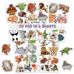 KIDZYA 50 Pcs Jungle Safari Stickers Waterproof Wild Animals Decals Vinyl Wildlife Monkey Tiger Elephant Lion Giraffe Sticker Water Bottle Luggage Laptop Skateboard Bike Gifts for Teens Boys