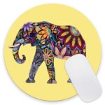 Aztec Elephant Round Mouse Pad,Non-Slip Rubber Base Wireless Gaming MousePads for Computers Laptop Office,Cute Mouse Pads with Designs for Women Men 7.9×7.9×0.12 inches