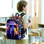 HPJGD 3PCS Boys Elephant Bookbag, Water Resistant Kids Backpack with Lunch Box, 17″ School Bag Set for Teenagers Middle Elementary – Sunglasses Elephant