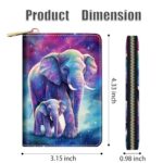stmedazm Credit Card Holder Wallets for Women, RFID Blocking Small Leather Card Case Wallet with Zipper Accordion Wallets, Elephant