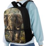 ELEDIZI Elephant Backpack for Kids Boys Backpack with Lunch Box Water Bottle Holder and Soft Pencil Pouch 4PCS Set Bookbag with Front Pocket for School Teens 17 inch Lightweight School Bag for Girls