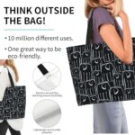 Cuczpau Elephant Black Tote Bag Beach Bag for Women Reusable Grocery Large Shopping Shoulder Bag Travel Handbag