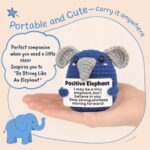MXJSFXF Mini Funny Crochet Elephant Gift – Cute Handmade Inspirational Present for Men, Women, Teens, Friends, Coworkers – Funny Desk Decor for Birthday, Graduation, Office