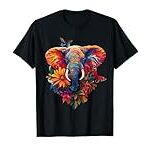 Elephant Flower Floral Butterfly Tropical Graphic T-Shirt