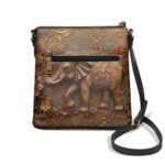 Rchsomd Elephant Leather Hibiscus Daisy Flower Print Leather Crossbody Bags for Women Fashion Messenger Bag Shoulder Handbags Trendy Multiple Pockets Handbags with Zipper for Daily Use Working