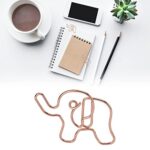 Tnfeeon 20Pcs Cute Elephant Shaped Rose Gold Paper Clips, Metal Office Supplies with Storage Box for Document Organizing