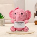 Funny Positive Crochet Elephant Birthday Gifts for Women Her, Small Cute Handmade Emotional Inspirational Support with Card, Back to School Gift