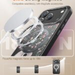 FUNMIKO for iPhone 17 Pro Case with Privacy Screen Protector, Wireless Charging Compatible, Shockproof Translucent Matte Cover – Cute Floral Design Phone Case for Women Girls – Elephant Flowers