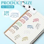 Saypacck 100 Pcs Paper Clips 1.34 x 0.8 Inches Multicolored Cute Paper Clips Journaling Supplies for Bookmark Study Gifts(Elephant)