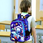 KLFVB 3PCS Boys Elephant Backpack, Water Resistant Kids Space Bookbag with Lunch Box, 16″ Preschool Backpacks for Elementary – Rocket Elephant