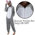 AILMQYJL Snug Fit Unisex Adult Onesie Pajamas, Flannel Elephant Cosplay One Piece Halloween Costume hooded Sleepwear Homewear