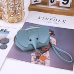 Biiange Elephant Change Purse, Elephant Keychain Wallet, Cartoon Elephant Change Purse for Girls Women (Light Blue)