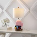 JONATHAN Y JYL6312B Ellie 20.25″ Bohemian Designer Iron/Resin Elephant LED Kids Table Lamp with Phone Stand and USB Charging Port Minimalist, Style, Contemporary, Living Room, Bedroom, Pink