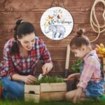 Ceutoiy Welcome Door Sign Wreath Door Hanger Welcome Elephant, Cute Elephant Butterflies Welcome Signs Front Door Wreath Hanging Indoor Outdoor Welcome Signs For Bedroom Living Room Kitchen