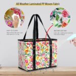 BeeGreen Elephant Large Reusable Grocery Bag, Heavy Duty Tote Bag Waterproof Animal Shopping Bags with Long Webbing Handles, Foldable Stands Upright, Reinforced Base for Groceries, Pool, Beach, Gift