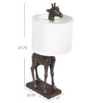 Creative Co-Op Resin Giraffe Table Lamp with Linen Shade, Bronze Finish