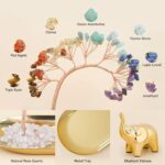ZenBless 7 Chakra Healing Crystal Tree Ceramic Elephant Decor Elephant Gifts for Women, Elephants Statues Home Decor, Yoga Meditation Zen Spiritual Room Home Shelf Decor Feng Shui Good Luck