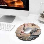 Personalized Lace-Shaped Mouse Pad and Coaster Set, Waterproof and Anti-Slip Mouse Pad Design, Suitable for Home and Office Desktop Decoration, Cute Little Elephant Flower