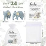 Lincia 24 Sets Good Luck Gifts Little Elephant Frog Charm with Story Card and Gift Bags Resin Miniature Elephant Frog Figurines Good Luck Cards Organza Pouches for Friend Coworkers