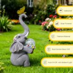 MuliVid Elephant Garden Statue Solar Lights Outdoor Garden Decor for Patio, Yard, Lawn, Balcony Elephant Decor Birthday Gifts for Women Mom Grandma Animal Lovers