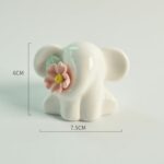 XWLB Good Luck White Ceramic Elephant Statue – Small Figurine Home Decor, Collectible Elephant Ornament for Shelf, Desk & Living Room