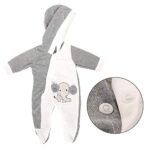 Miunana 13-15 Inch Baby Doll Clothes Elephant Jumpsuit Outfit 1pcs for New One Year Old 15 Inch Small Baby Doll Clothes Grey and White Doll Pajamas Clothes