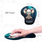 ITNRSIIET Ergonomic Mouse Pad Coaster Set with Gel Wrist Support Wrist Rest Smooth Surface Non-Slip PU Base Comfortable Office Supplies Pain Relief, 9.5 x 8.3 inches, Pretty Elephant