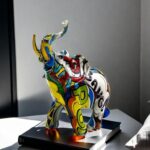 Colorful Elephant Statue Sculpture Figurine for Home, Office, Living Room, Desktop Decoration, Garden Outdoor Decor(Small)